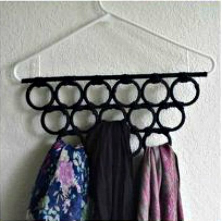 s want an organized closet try this today, closet, organizing, Glue shower curtain rings for a scarf hanger