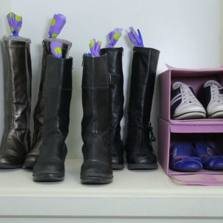 s want an organized closet try this today, closet, organizing, Keep your boots tall with pool noodles