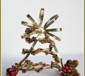 beaded christmas trees made from couch springs, painted furniture