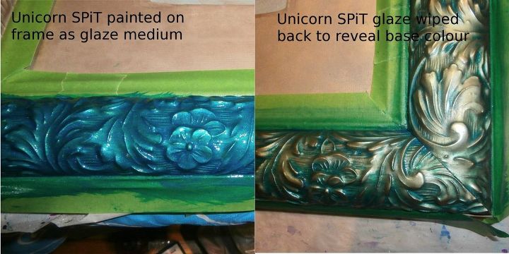 transforming a dated piece of art with unicorn spit, Glazing the frame with Unicorn SPiT