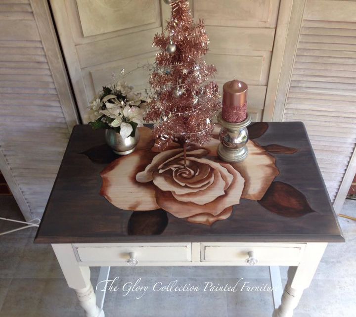 stained rose table, flowers, gardening, painted furniture