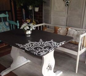 my gorgeous hand painted picnic table, painted furniture, repurposing upcycling