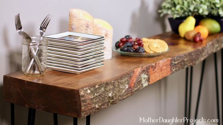 live edge wood glow table, painted furniture