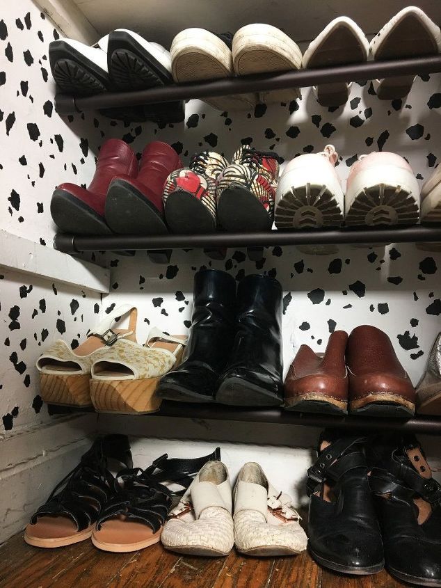 tension rod shoe storage
