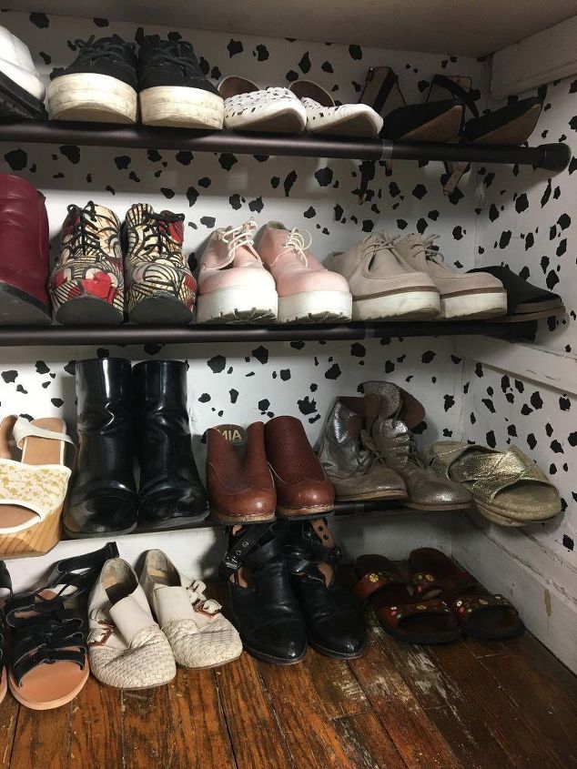 tension rod shoe storage