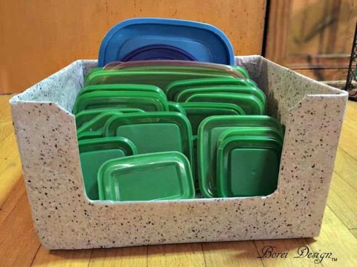 organize your plastic containers with these brilliant tips, Keep them in a cardboard box