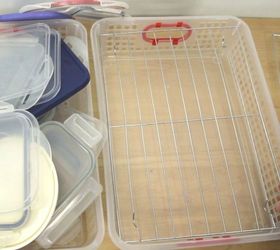 organize your plastic containers with these brilliant tips, Separate lids with a cooling rack