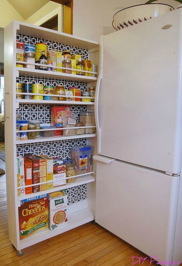 s stop everything these pantry organization ideas cost less than 20, closet, organizing, Maximize the unused space beside your fridge