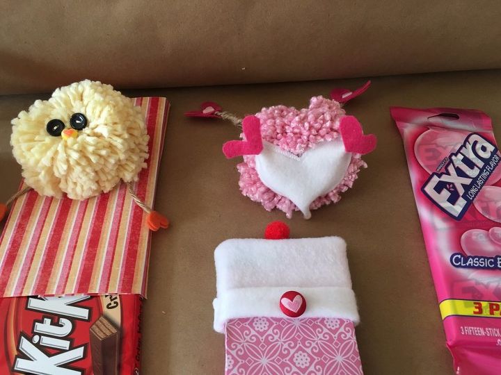 valentine s day and easter pom pom animals or creatures with treats, pets animals, seasonal holiday decor, valentines day ideas