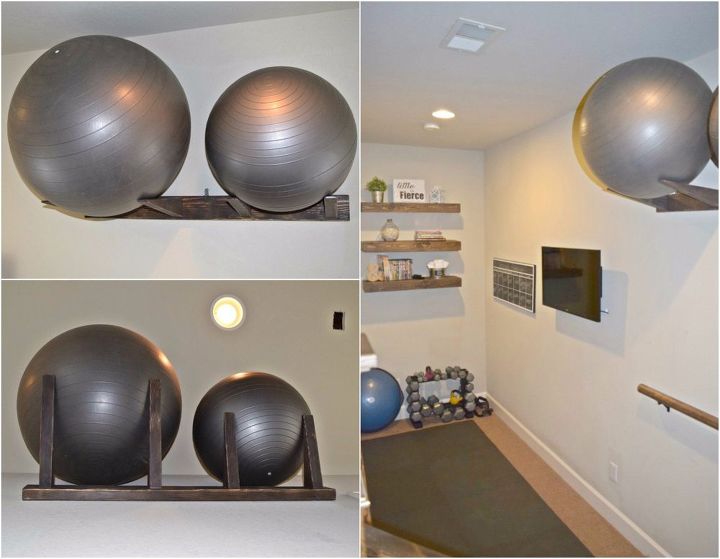 workout ball holder home gym organization, home decor, organizing