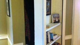 How Can I Make This Hidden Door More And Less Hideous Hometalk Make Sure It Can Be Slid To The Side That Does Not Have Vent If You Would Decide A Moveable Bookshelf Instead Of Building Book Shelf