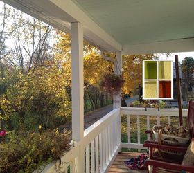 panel de privacidad de vidrio de color para el porche