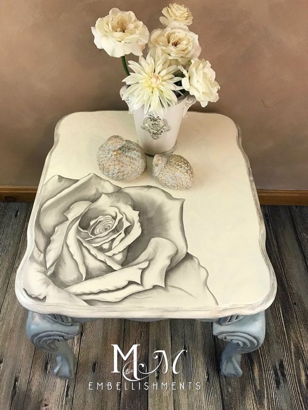mixed media rose damask table, flowers, gardening, painted furniture