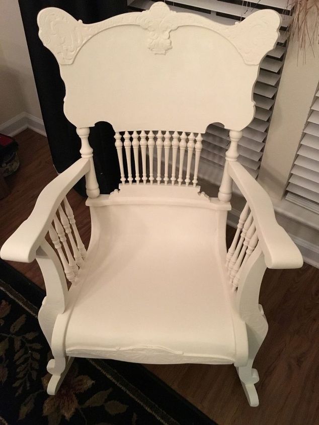 restored antique rocker, repurposing upcycling, Finished