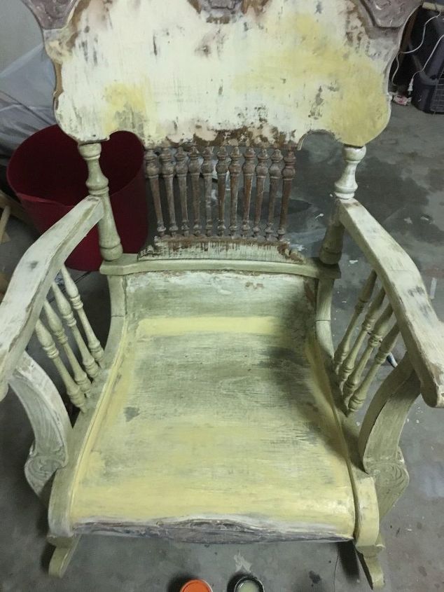 restored antique rocker, repurposing upcycling, Slow process I then started to repair cracks