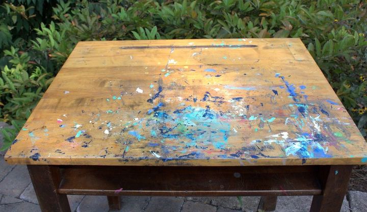 vintage school desk makeover, painted furniture