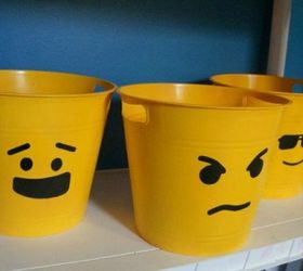 you need to try these dollar store bucket ideas, Turn them into customized Lego containers