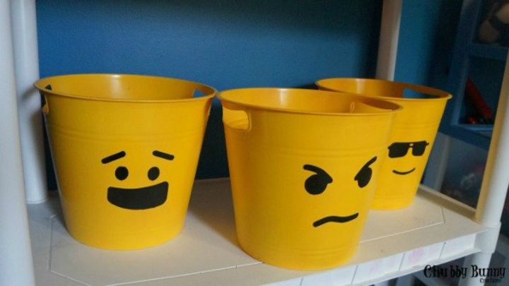 you need to try these dollar store bucket ideas, Turn them into customized Lego containers