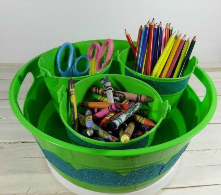 you need to try these dollar store bucket ideas, Turn them into a craft supply caddy
