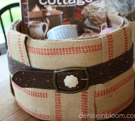 cut up old belts for these 13 amazing decor ideas, Secure them to jute baskets
