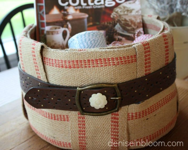 cut up old belts for these 13 amazing decor ideas, Secure them to jute baskets