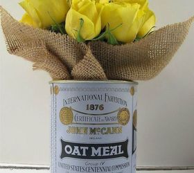 dont throw away that oatmeal container before you see these 14 idea, Put some burlap in it and make it a vase