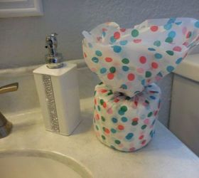s dress up your bathroom in less than one minute really, bathroom ideas, Add a pop of color with tissue paper