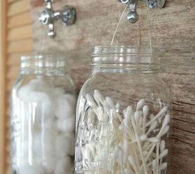 s dress up your bathroom in less than one minute really, bathroom ideas, Hang toiletries in mason jars