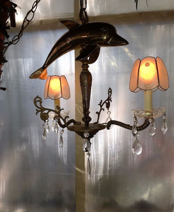 dumpster to diving dolphin antique chandelier rescued re imagined, lighting, repurposing upcycling