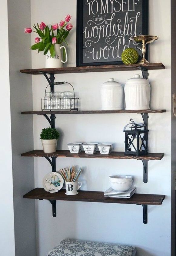15 clever ways to add more kitchen storage space with open shelves, Place your house decor on it