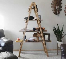 s decorate your living room for under 10 with these 15 ideas, Build a stunning rustic ladder shelf