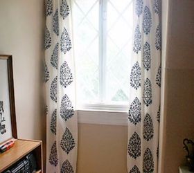 s decorate your living room for under 10 with these 15 ideas, Stencil a drop cloth for new curtains