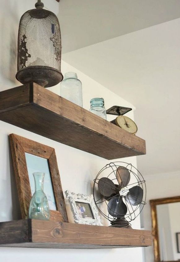s decorate your living room for under 10 with these 15 ideas, Attach some floating shelves to the wall