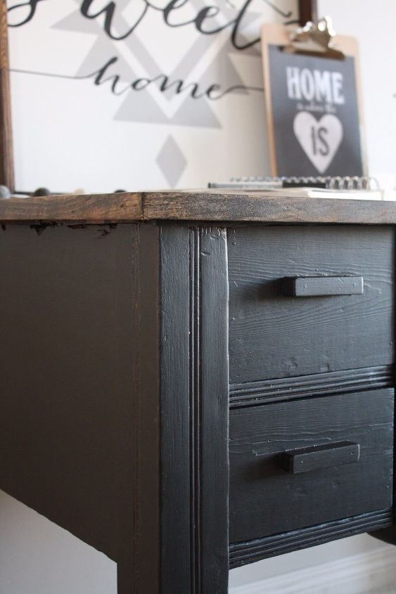a rustic black desk, painted furniture