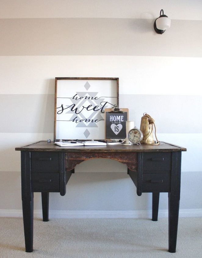 a rustic black desk, painted furniture