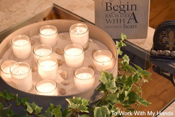 winter candle vignette a repurposed project