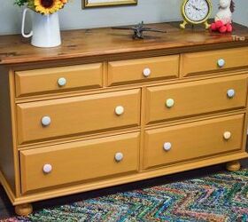 nursery dresser makeover a happy yellow for a boy or girl, bedroom ideas, painted furniture