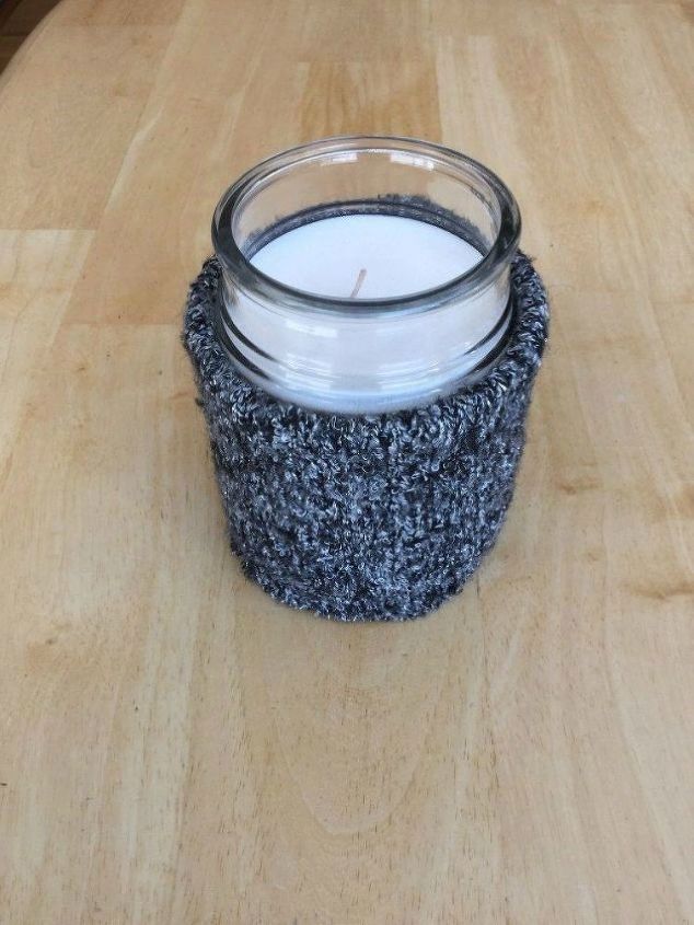 s 15 reasons not to trash your ugly worn out sweaters, crafts, repurposing upcycling, Decorate your plain jane candles