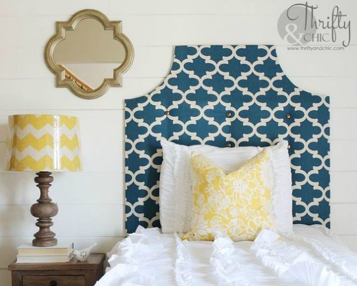 s 11 upholstered headboards you can make without sewing, This patterned beauty made of drapery lining