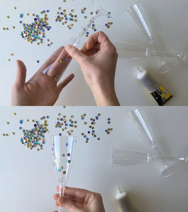how to dress up a plastic party champagne glasses
