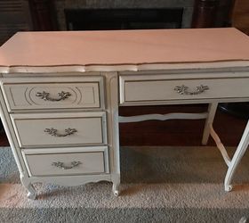 French Provincial Mixed Media Desk With Stained ARtwork | Hometalk