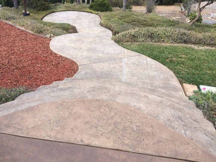 refresh color on worn out stamped concrete, concrete masonry