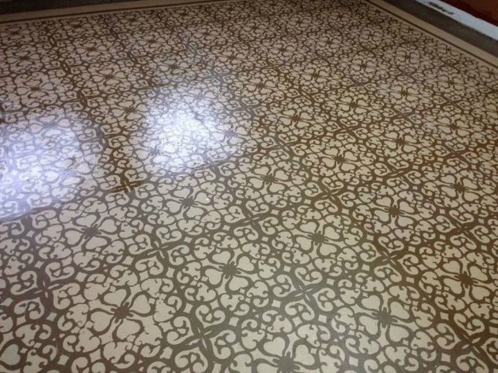 s 13 shocking ways to transform your concrete floor, concrete masonry, flooring, Stencil it into an intricate floor