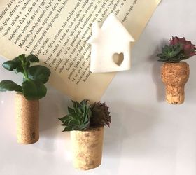 succulent wine cork magnets, flowers, gardening, succulents