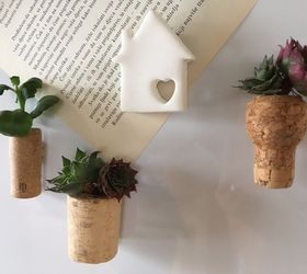 succulent wine cork magnets, flowers, gardening, succulents