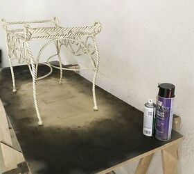 easy diy metal ottoman glam makeover, painted furniture