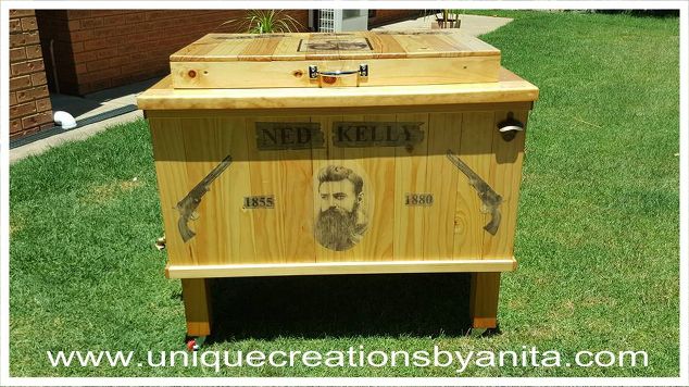 image transfer onto wooden chest do s dont s, painted furniture, Ned Kelly Outdoor Cooler