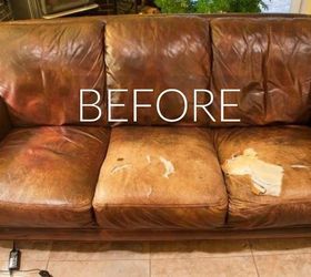 hide your couch s wear and tear with these 9 ingenious ideas, Before Tired and saggy