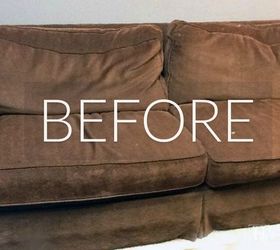 hide your couch s wear and tear with these 9 ingenious ideas, Before Boring brown blur