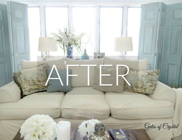 hide your couch s wear and tear with these 9 ingenious ideas, After Stunning showy slipcovers